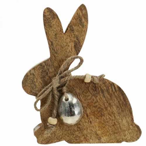 Floristik24 Déco lapin en bois décoration de table Pâques bois de manguier 13×4×15cm