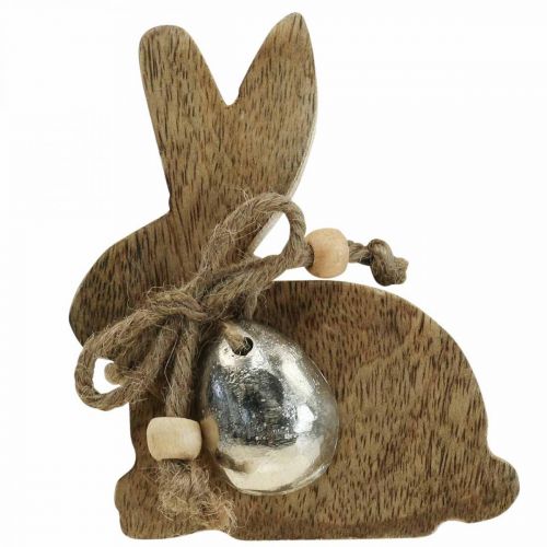 Floristik24 Déco lapin en bois décoration de table Pâques bois de manguier 8.5×4×10cm