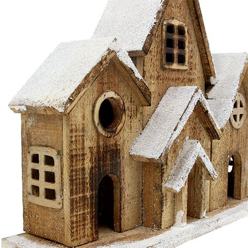 Floristik24 Maison en bois avec éclairage LED 34cm x 30cm nature, blanc