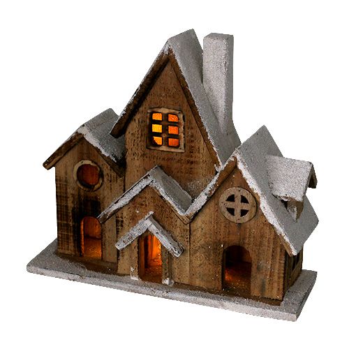 Floristik24 Maison en bois avec éclairage LED 34cm x 30cm nature, blanc