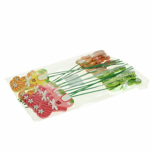 Floristik24 Bouchons à fleurs maison de gnome avec bâton couleurs assorties 5×9cm 16 pcs
