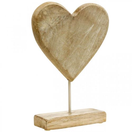 Coeur en bois coeur sur baton déco coeur bois naturel 25,5cm H33cm