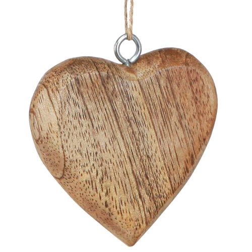 Article Coeur décoratif en bois à suspendre naturel 7cm 12 pcs