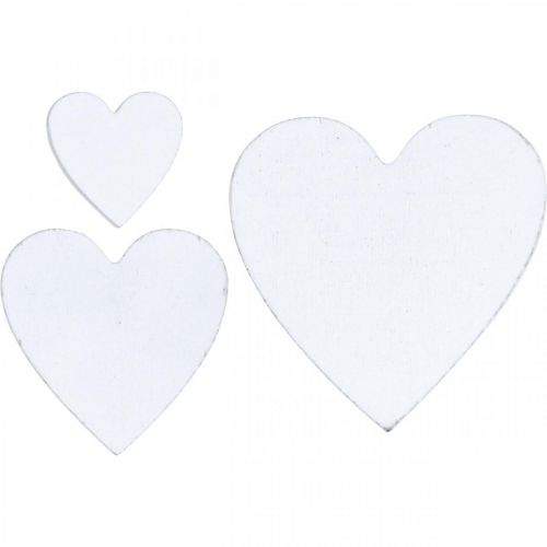 Coeur en bois décoration de dispersion coeurs de mariage blanc 3/5/7cm 50p