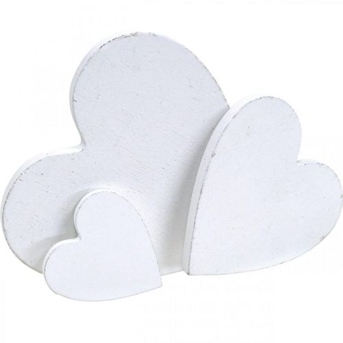 Coeur en bois décoration de dispersion coeurs de mariage blanc 3/5/7cm 50p