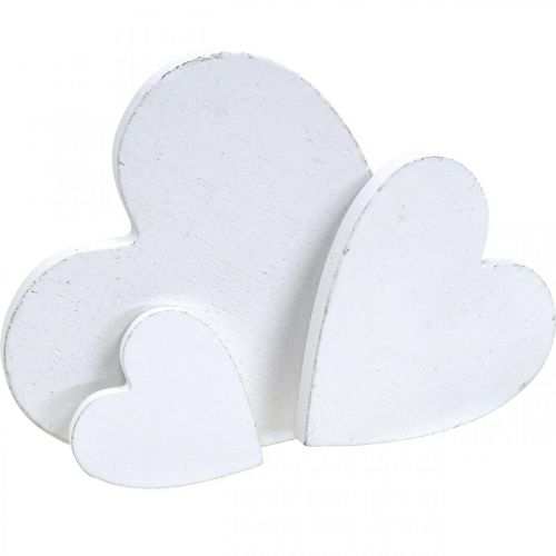 Article Coeur en bois décoration de dispersion coeurs de mariage blanc 3/5/7cm 50p