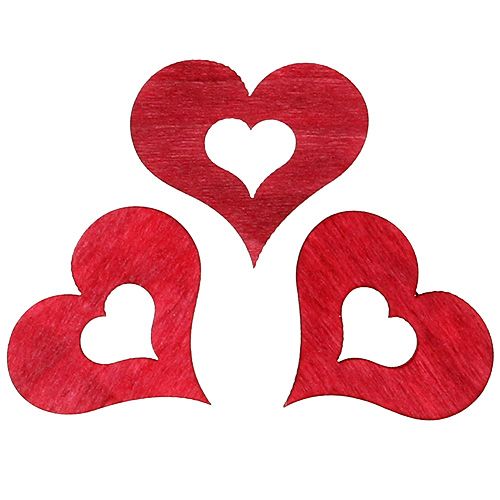 Floristik24 Coeur en bois à saupoudrer rouge 4cm 72 pcs