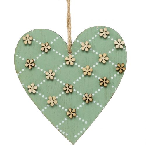 Floristik24 Coeur en bois à suspendre vert / naturel 10cm 4pcs