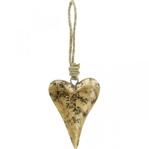 Floristik24 Coeur en bois effet or, Saint Valentin, décoration mariage 10×7cm