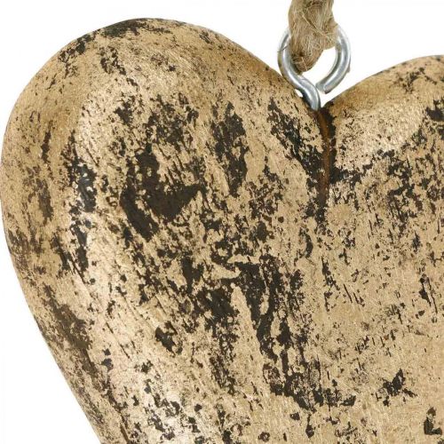 Floristik24 Cœur à suspendre bois doré cintre vintage 15cm