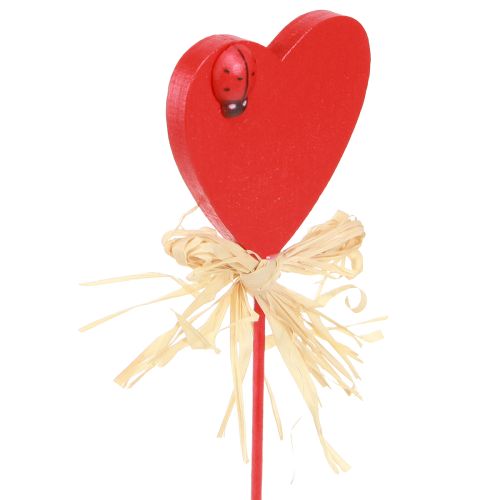 Article Bouchons décoratifs coeurs en bois coeurs avec coccinelles rouge 4cm 16 pcs
