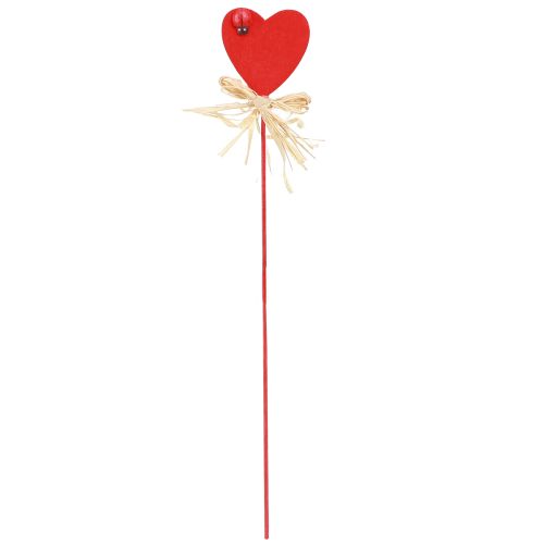 Article Bouchons décoratifs coeurs en bois coeurs avec coccinelles rouge 4cm 16 pcs