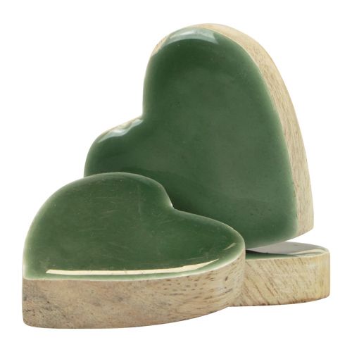 Article Coeurs en bois coeurs décoratifs vert bois brillant 4,5 cm 8 pcs