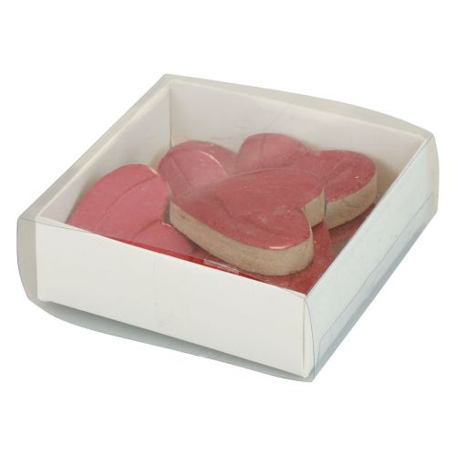 Article Coeurs en bois coeurs décoratifs rose décoration dispersée brillante 4,5 cm 8 pcs