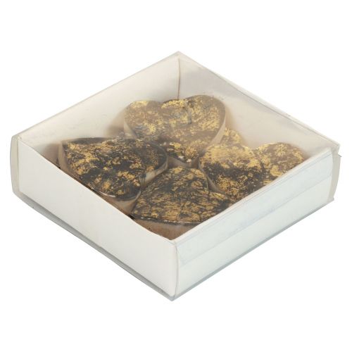 Article Coeurs en bois coeurs décoratifs effet brillant or noir 4,5 cm 8 pcs