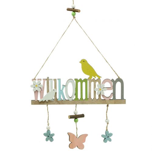 Floristik24 Deco-Hanger "Welcome" Printemps 22cm H43cm 2pcs