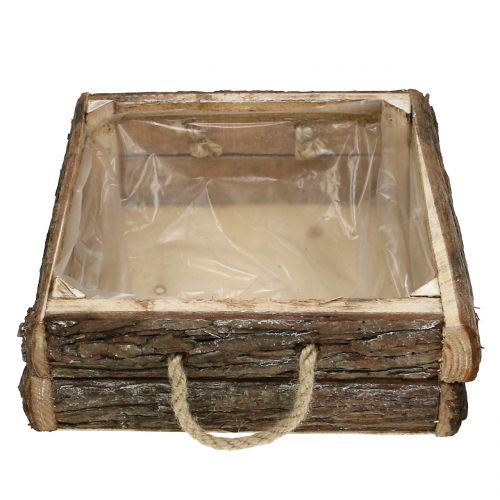 Floristik24 Boîte en bois naturel avec poignées en corde 25x25cm H9cm