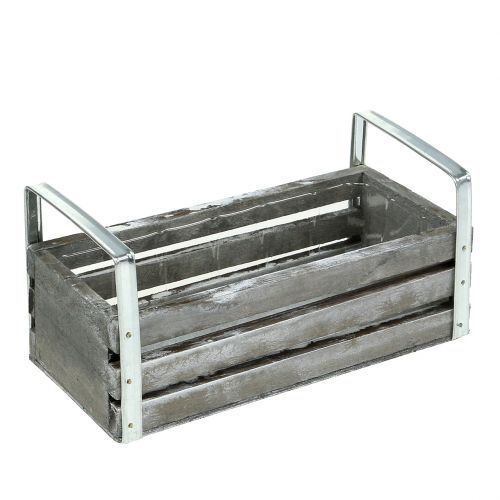 Floristik24 Coffret en bois gris 20cm x 9cm H6cm avec anses