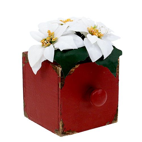 Floristik24 Tiroir-cube rouge en bois, lot de 3 pièces, 9/12/15 cm