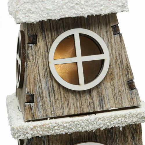 Article Tour de la maison lumineuse en bois Clocher de l'église de Noël H45cm