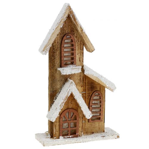 Floristik24 Eglise en bois avec éclairage LED blanc chaud 5L 16cm x 27cm