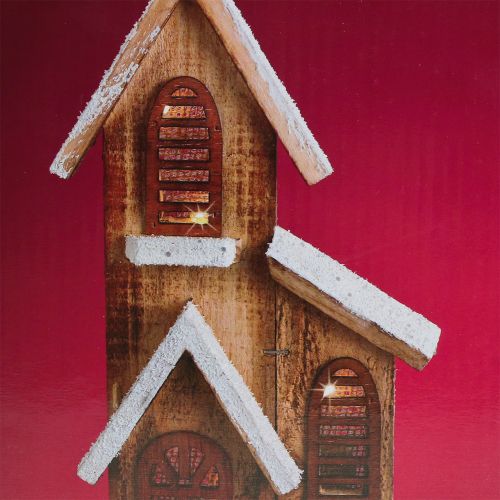 Floristik24 Eglise en bois avec éclairage LED blanc chaud 5L 16cm x 27cm