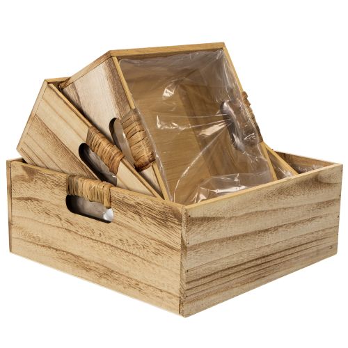 Set de trois caisses en bois avec tableau noir et insert – 30 cm, 25 cm, 21 cm | Floristik24.fr