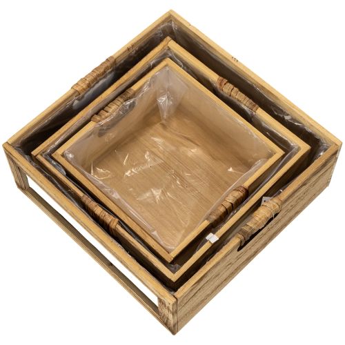 Set de trois caisses en bois avec tableau noir et insert – 30 cm, 25 cm, 21 cm | Floristik24.fr