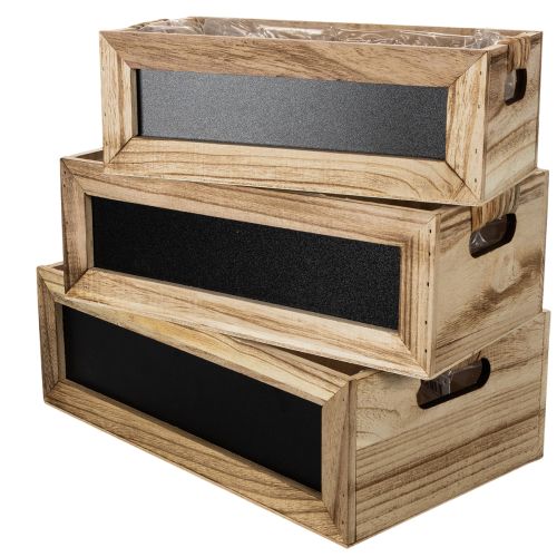 Ensemble de 3 caisses en bois avec tableau noir, tailles assorties, 36 cm acheter | Floristik24.fr