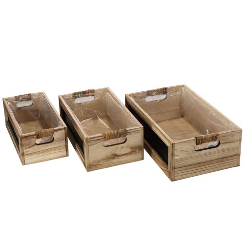 Ensemble de 3 caisses en bois avec tableau noir, tailles assorties, 36 cm | Floristik24.fr