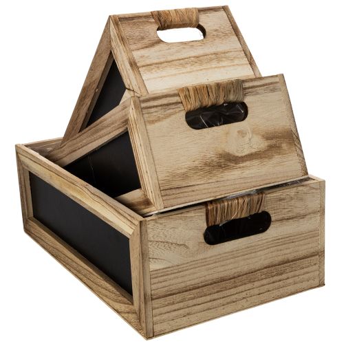 Ensemble de 3 caisses en bois avec tableau noir, tailles assorties, 36 cm | Floristik24.fr