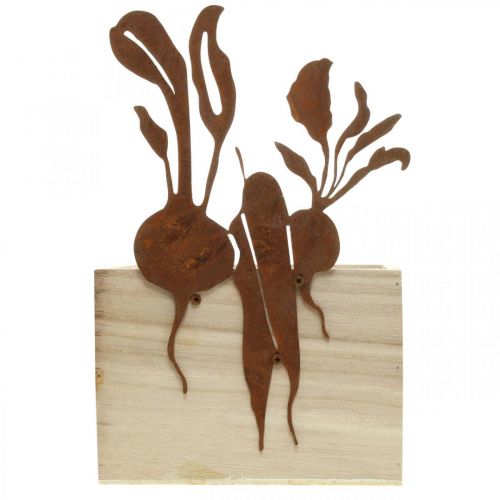 Article Boite à plantes bois décor rouille cache pot végétal 17×17×12cm