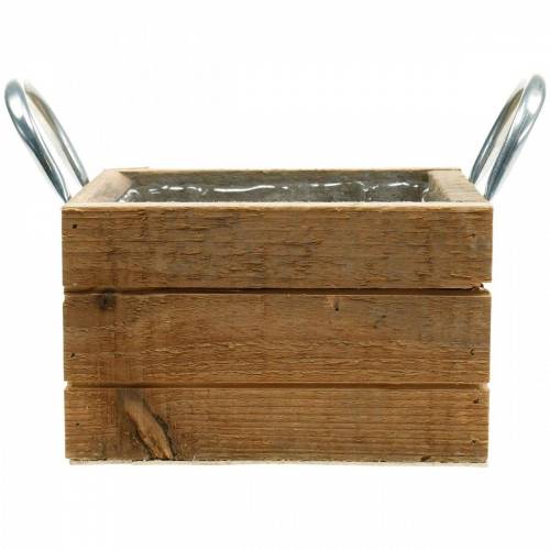 Article Boîte à plantes boîte en bois avec poignées naturel 16,5×16,5cm