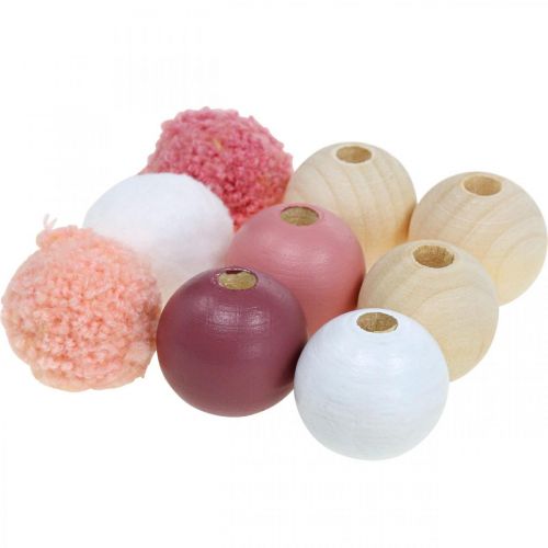 Floristik24 Perles en bois boules en bois pour artisanat roses triées Ø3cm 36pcs