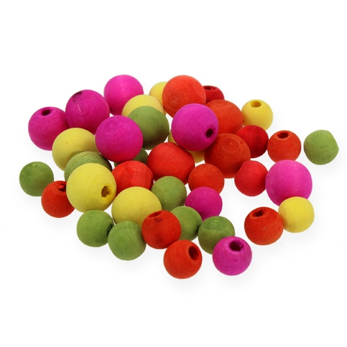 Floristik24 Perles en bois multicolores Ø8mm, Ø12mm 90g