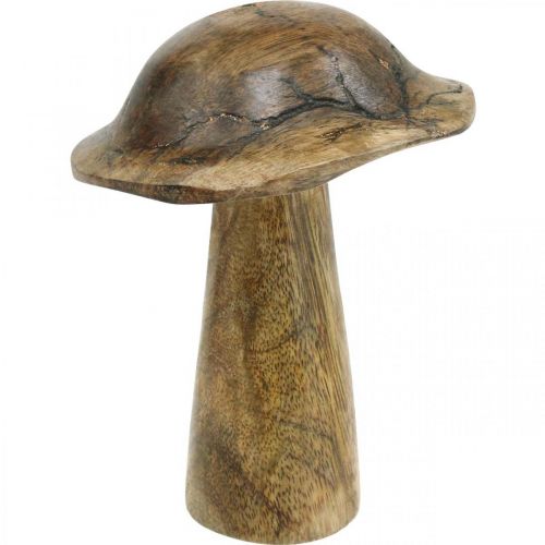 Champignon en bois avec motif déco champignon naturel, déco bois doré Ø10cm H13cm