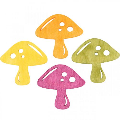 Article Champignons de décoration épars, décoration d&#39;automne, champignons porte-bonheur pour décorer orange, jaune, vert, rose H3,5/4cm L4/3cm 72 pièces