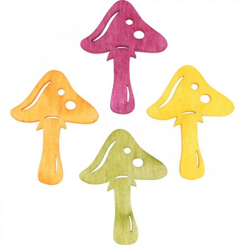 Article Champignons de décoration épars, décoration d&#39;automne, champignons porte-bonheur pour décorer orange, jaune, vert, rose H3,5/4cm L4/3cm 72 pièces
