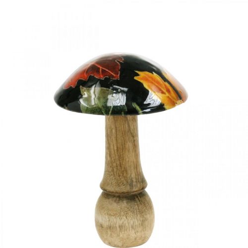 Floristik24 Déco de table champignon en bois feuilles d&#39;automne noir, multicolore Ø10cm H15cm