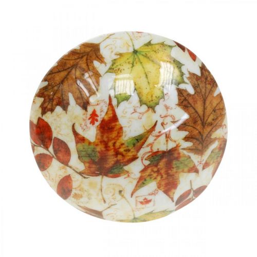 Article Déco champignon en bois feuilles d&#39;automne blanc, décoration de table champignon coloré Ø10cm H15cm