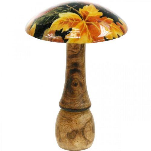 Floristik24 Champignon en bois décoration feuilles colorées décoration automne noir, coloré Ø13cm H19cm