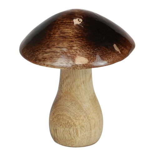 Floristik24 Décoration champignon en bois effet brillant marron naturel Ø10cm H12cm