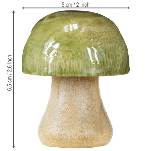 Article Champignons en bois décoration d&#39;automne champignons vert rouge orange H6.5cm 9 pcs