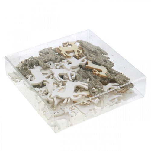 Floristik24 Décoration à disperser Décoration en bois de cerf de Noël 4 cm 72 pcs