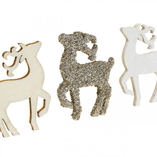 Floristik24 Décoration à disperser Décoration en bois de cerf de Noël 4 cm 72 pcs