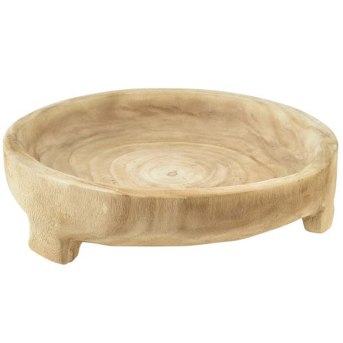 Article Bol décoratif en bois avec pieds bol en bois Paulownia Ø36cm