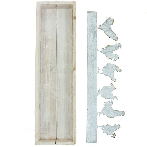 Floristik24 Tablette en bois avec figurines métalliques Ccoqs 46cm