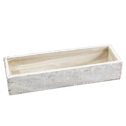 Floristik24 Bol en bois à planter blanc 30cm x 9cm x 6cm