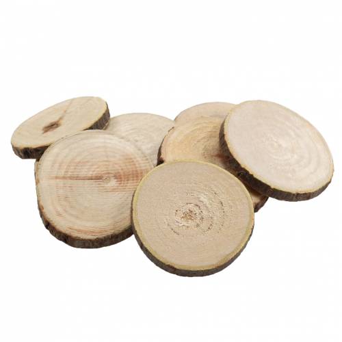 Floristik24 Disques en bois rond naturel Ø3,5–5cm 400g dans un filet