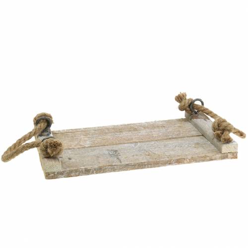 Floristik24 Plateau en bois avec anses en corde 35cm x 20cm H15cm